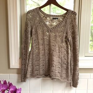 American Eagle Tan Crochet Sweater